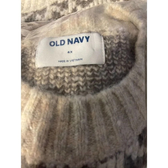 Old Navy Plus 4X Gray-Beige Animal Print Crew Neck Long Raglan Sleeve Sweater - Picture 6 of 6